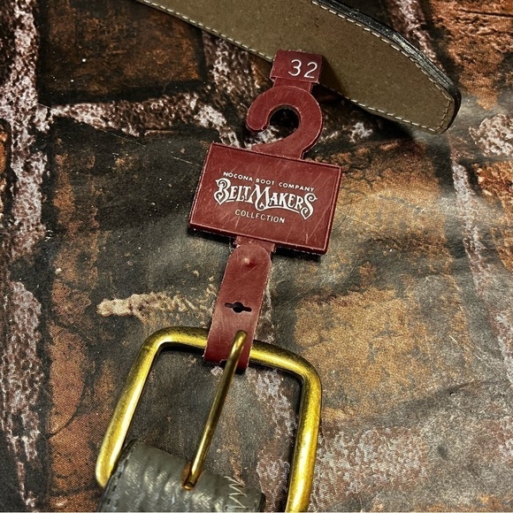 Nocona Belt Makers Collection Leather Belt Textured Curvy Top Stitching Size 32 - Picture 4 of 8